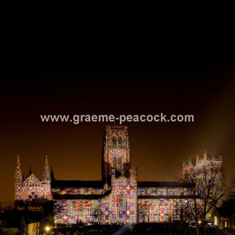Durham Cathedral during Lumiere 2011, Durham City, County Durham (Crown of Light by Ross Ashton)
