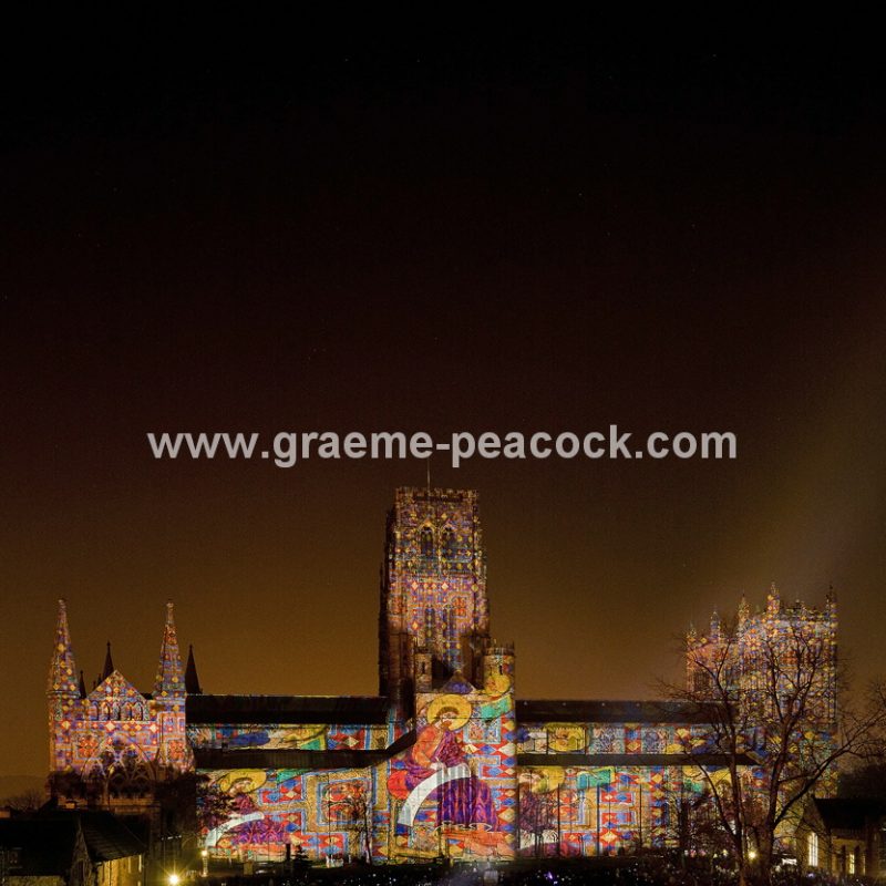 Durham Cathedral during Lumiere 2011, Durham City, County Durham (Crown of Light by Ross Ashton)