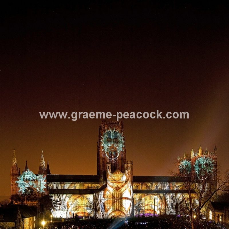 Durham Cathedral during Lumiere 2011, Durham City, County Durham (Crown of Light by Ross Ashton)