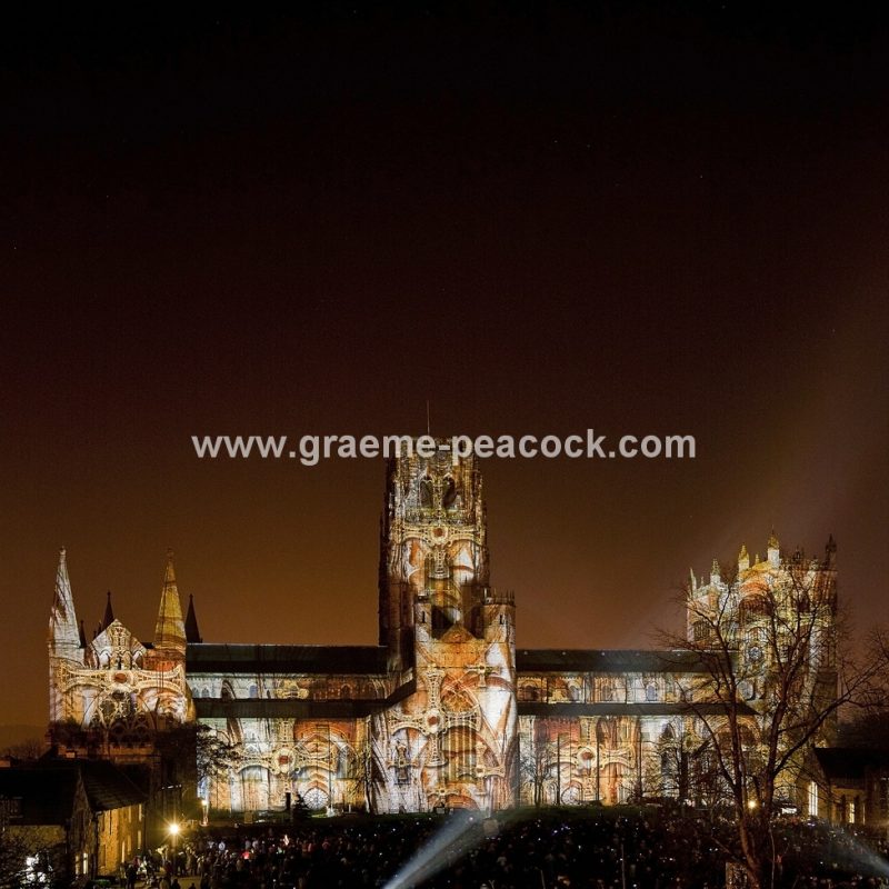 Durham Cathedral during Lumiere 2011, Durham City, County Durham (Crown of Light by Ross Ashton)