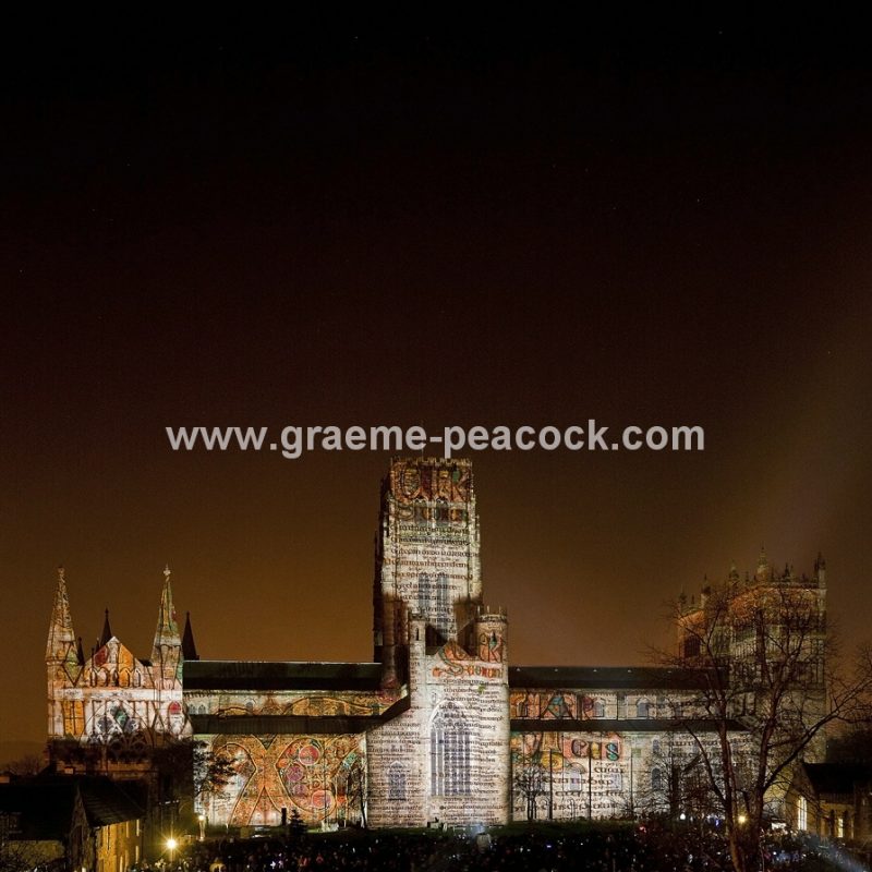 Durham Cathedral during Lumiere 2011, Durham City, County Durham (Crown of Light by Ross Ashton)