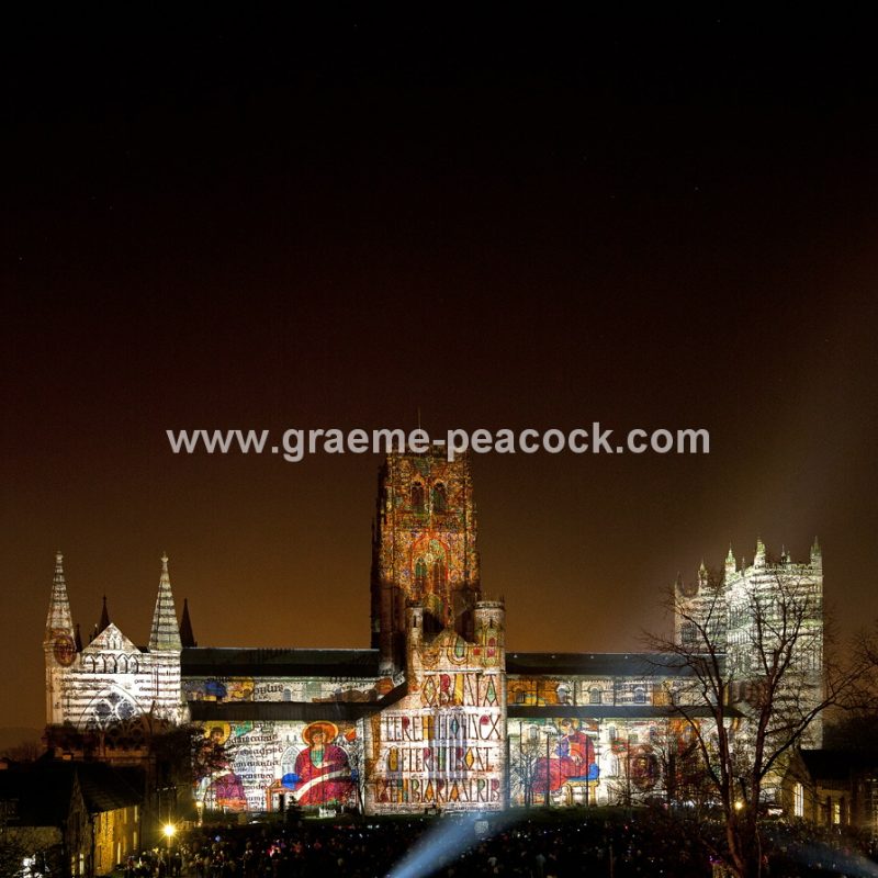 Durham Cathedral during Lumiere 2011, Durham City, County Durham (Crown of Light by Ross Ashton)