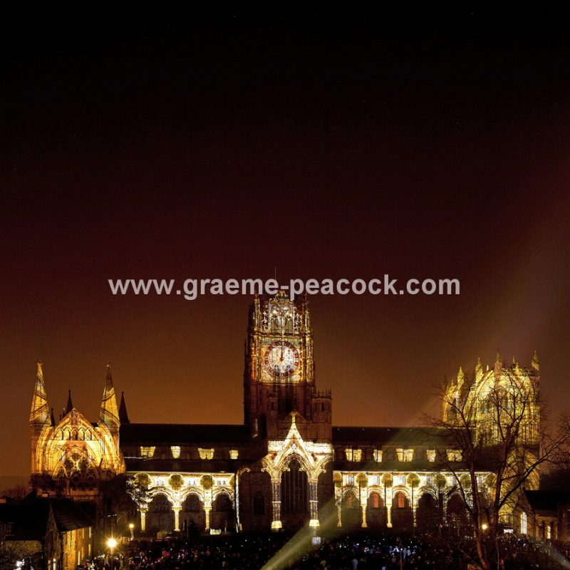 Durham Cathedral during Lumiere 2011, Durham City, County Durham (Crown of Light by Ross Ashton)