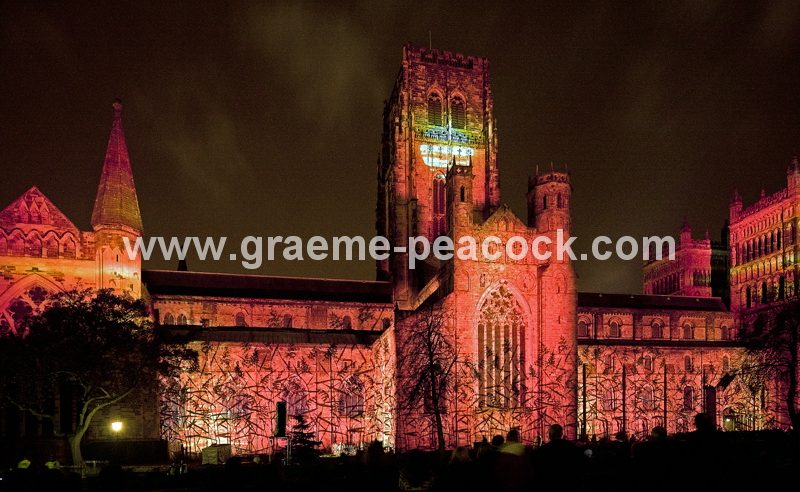 Durham Cathedral during Lumiere 2011, Durham City, County Durham (Crown of Light by Ross Ashton)