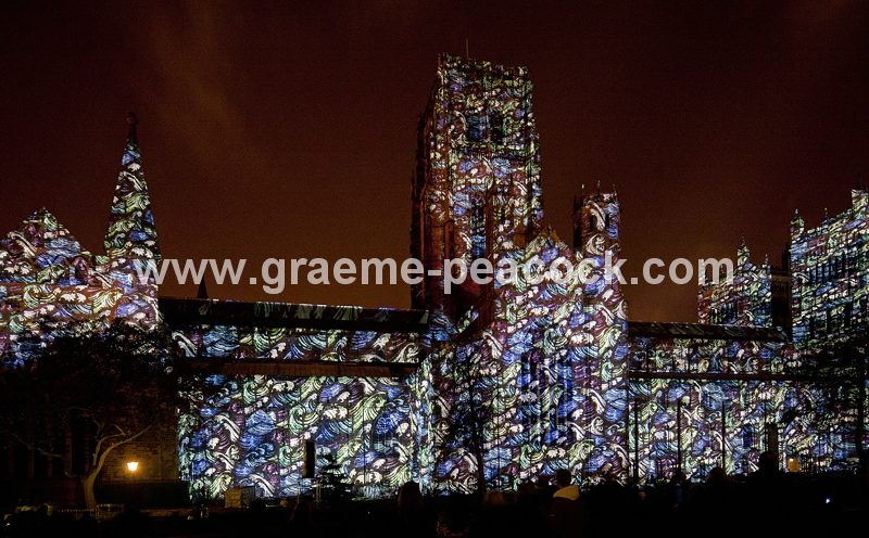 Durham Cathedral during Lumiere 2011, Durham City, County Durham (Crown of Light by Ross Ashton)