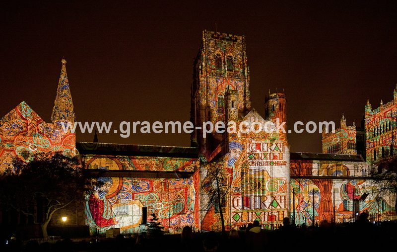 Durham Cathedral during Lumiere 2011, Durham City, County Durham (Crown of Light by Ross Ashton)