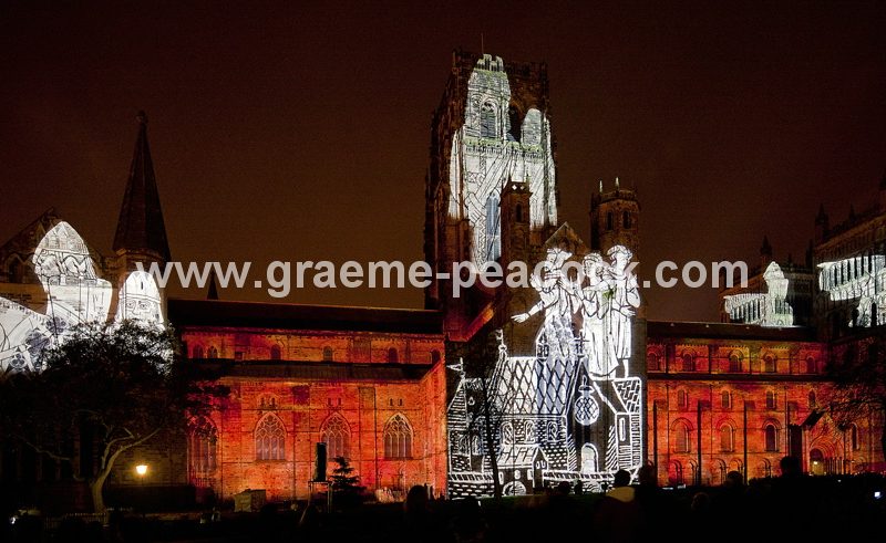 Durham Cathedral during Lumiere 2011, Durham City, County Durham (Crown of Light by Ross Ashton)