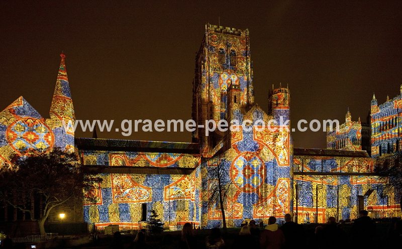 Durham Cathedral during Lumiere 2011, Durham City, County Durham (Crown of Light by Ross Ashton)