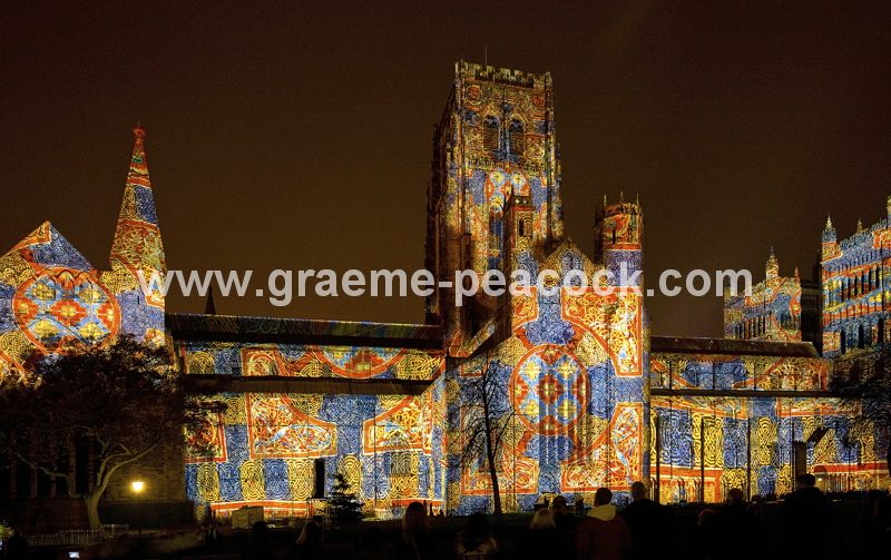 Durham Cathedral during Lumiere 2011, Durham City, County Durham (Crown of Light by Ross Ashton)