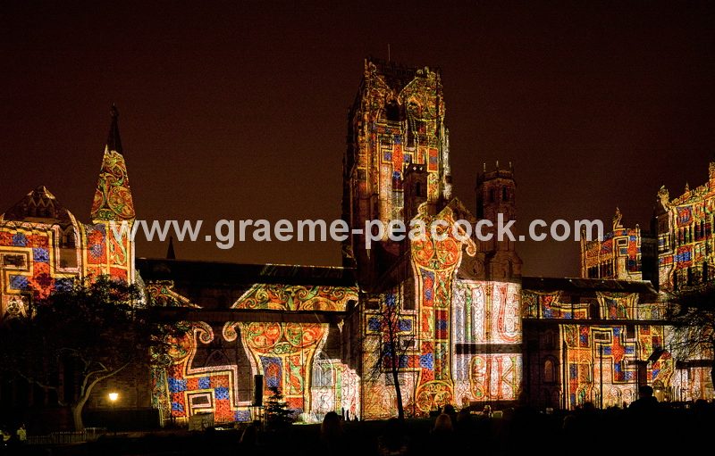 Durham Cathedral during Lumiere 2011, Durham City, County Durham (Crown of Light by Ross Ashton)