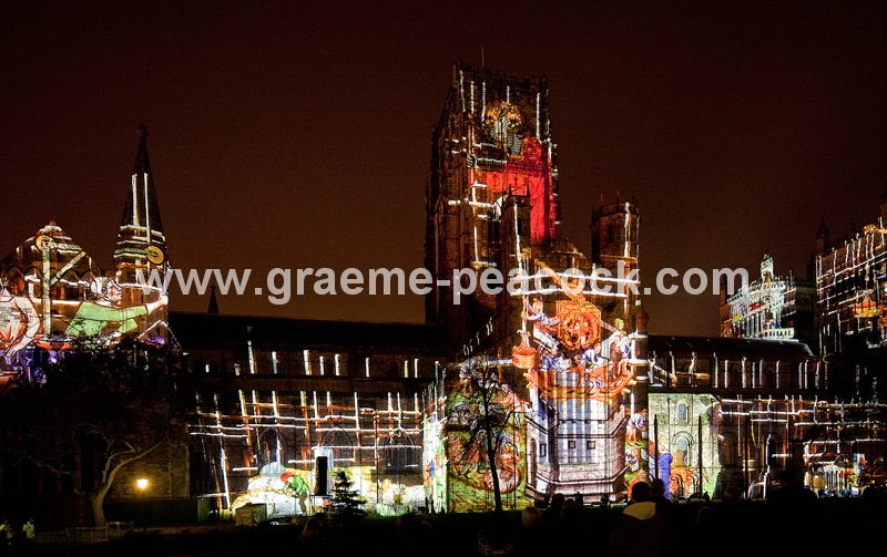 Durham Cathedral during Lumiere 2011, Durham City, County Durham (Crown of Light by Ross Ashton)