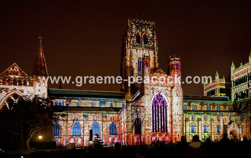 Durham Cathedral during Lumiere 2011, Durham City, County Durham (Crown of Light by Ross Ashton)