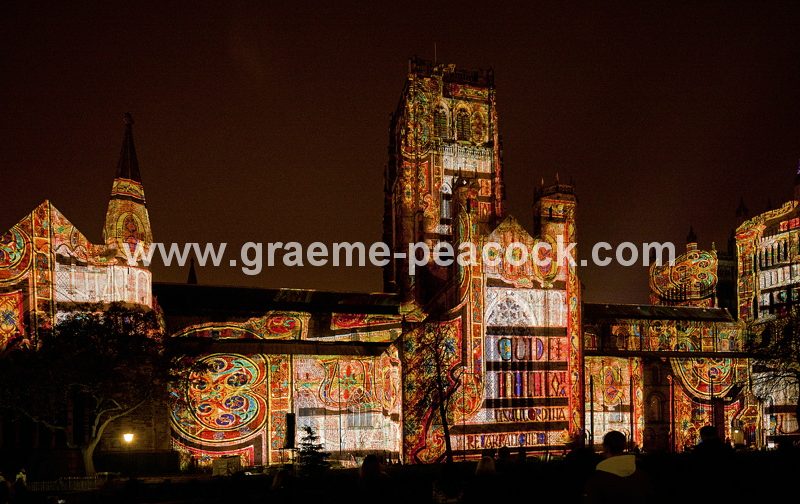 Durham Cathedral during Lumiere 2011, Durham City, County Durham (Crown of Light by Ross Ashton)