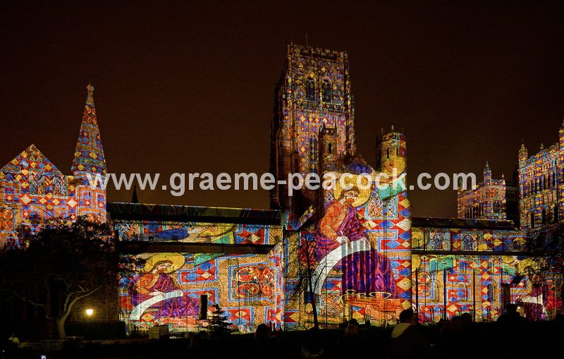 Durham Cathedral during Lumiere 2011, Durham City, County Durham (Crown of Light by Ross Ashton)
