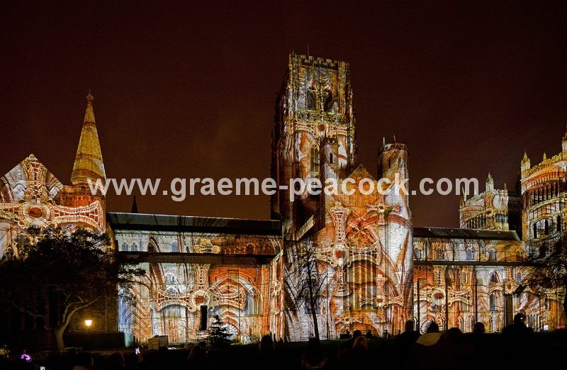 Durham Cathedral during Lumiere 2011, Durham City, County Durham (Crown of Light by Ross Ashton)