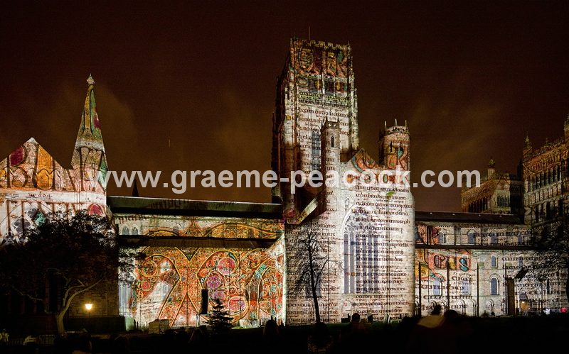 Durham Cathedral during Lumiere 2011, Durham City, County Durham (Crown of Light by Ross Ashton)
