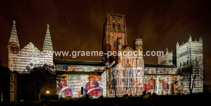 Durham Cathedral during Lumiere 2011, Durham City, County Durham (Crown of Light by Ross Ashton)