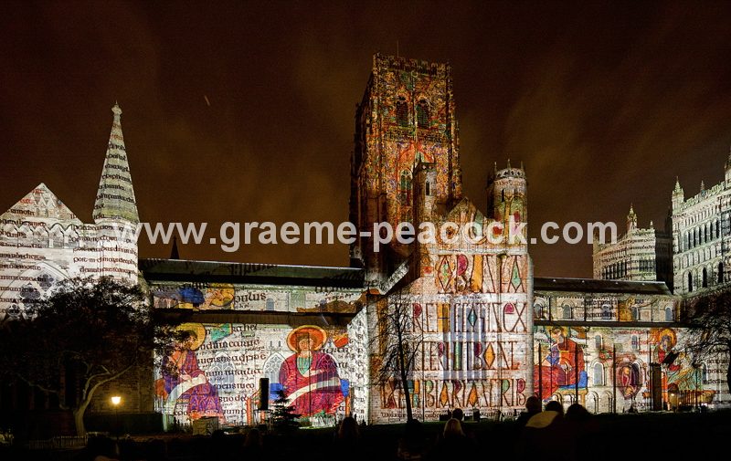 Durham Cathedral during Lumiere 2011, Durham City, County Durham (Crown of Light by Ross Ashton)
