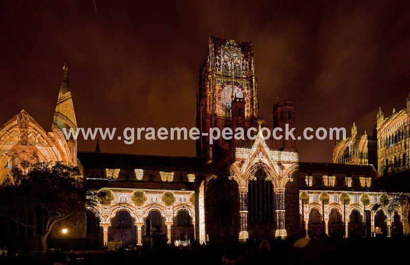 Durham Cathedral during Lumiere 2011, Durham City, County Durham (Crown of Light by Ross Ashton)