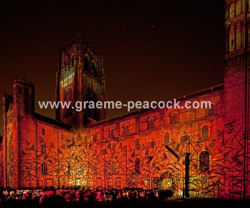 Durham Cathedral during Lumiere 2011, Durham City, County Durham (Crown of Light by Ross Ashton)