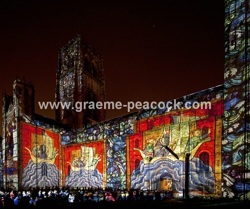 Durham Cathedral during Lumiere 2011, Durham City, County Durham (Crown of Light by Ross Ashton)