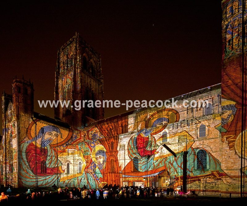 Durham Cathedral during Lumiere 2011, Durham City, County Durham (Crown of Light by Ross Ashton)
