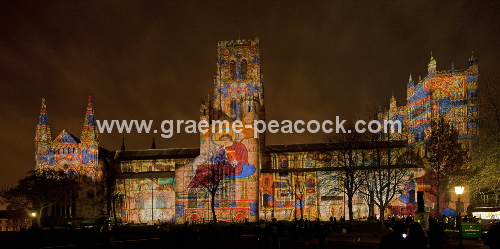 Durham Cathedral during Lumiere 2011, Durham City, County Durham (Crown of Light by Ross Ashton)