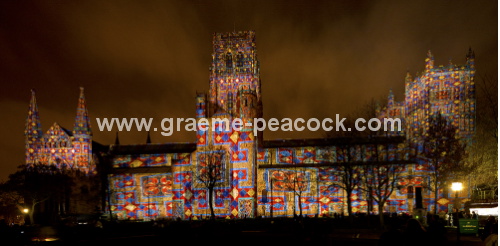 Durham Cathedral during Lumiere 2011, Durham City, County Durham (Crown of Light by Ross Ashton)