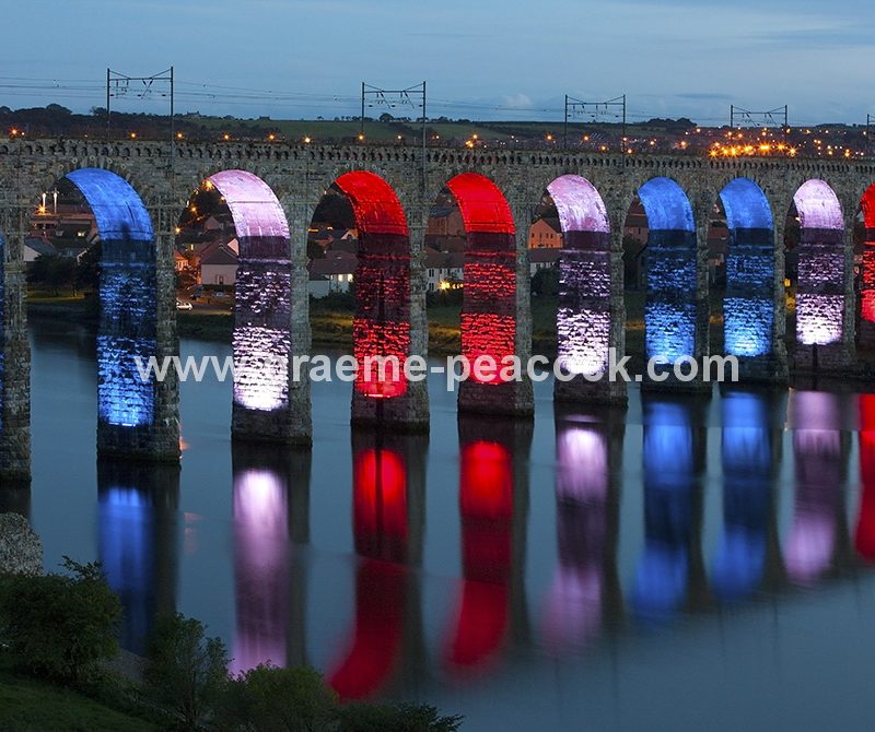 The Royal Border Bridge illuminations, Berwick-upon-Tweed, Northumberland
