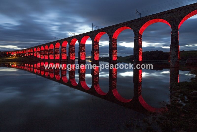 The Royal Border Bridge illuminations, Berwick-upon-Tweed, Northumberland