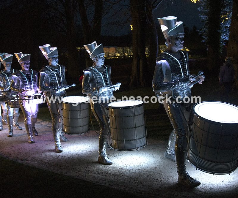 Performance artists  'Spark' at The Alnwick Garden, Alnwick, Northumberland