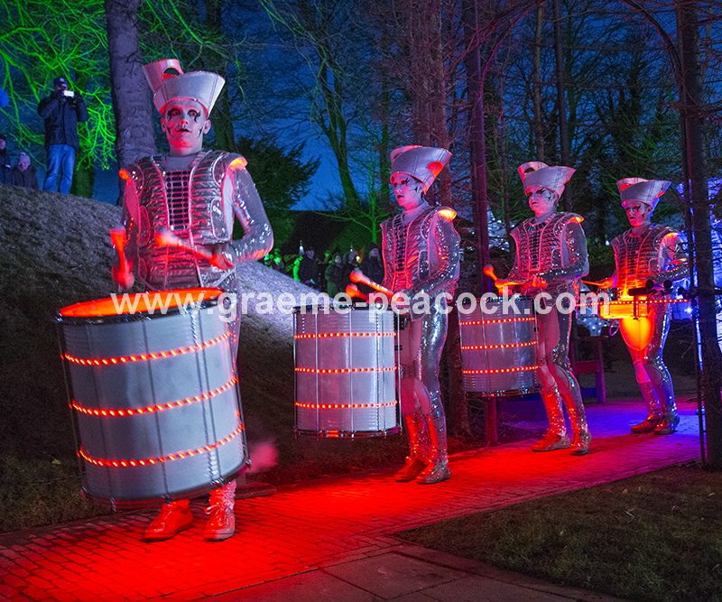 Performance artists  'Spark' at The Alnwick Garden, Alnwick, Northumberland