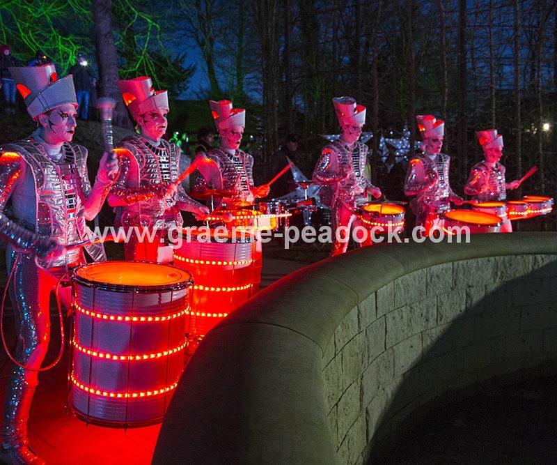 Performance artists  'Spark' at The Alnwick Garden, Alnwick, Northumberland