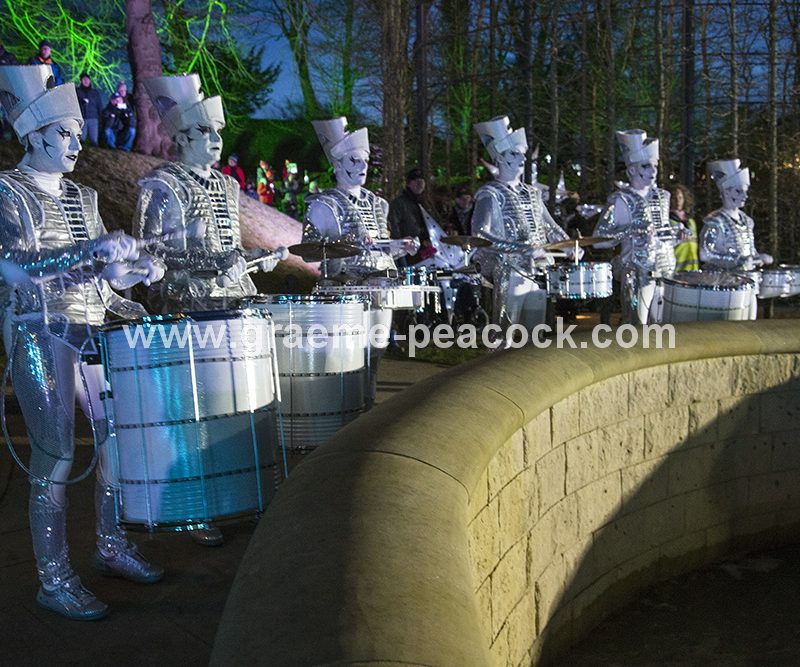 Performance artists  'Spark' at The Alnwick Garden, Alnwick, Northumberland