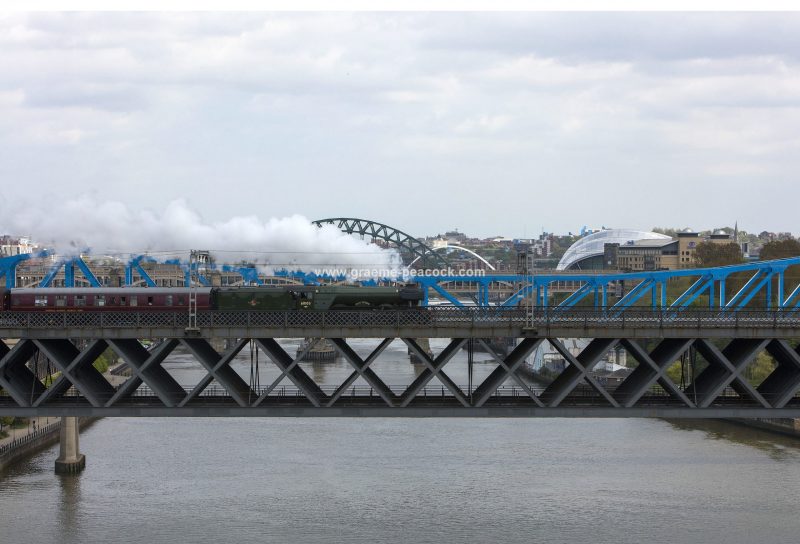 The 'Flying Scotsman' crossing the River Tyne in May 2016, Newcastle, Tyne & Wear
