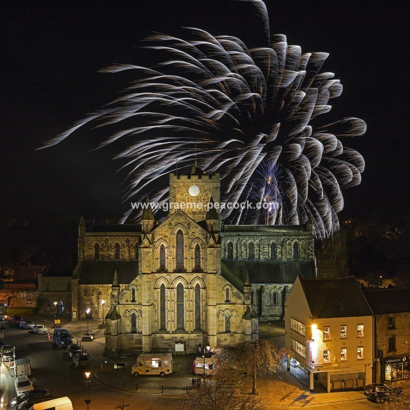 Fireworks above Hexham Abbey, Hexham, Northumberland