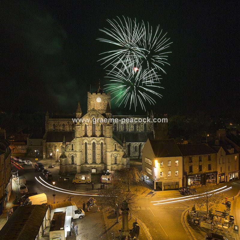 Fireworks above Hexham Abbey, Hexham, Northumberland