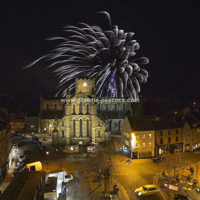 Fireworks above Hexham Abbey, Hexham, Northumberland