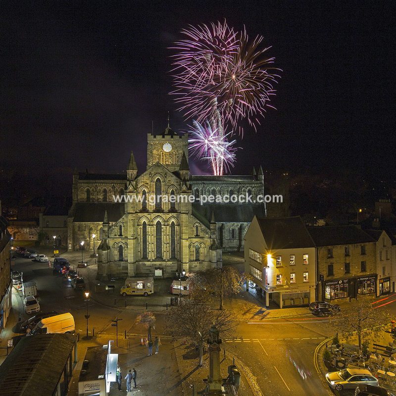 Fireworks above Hexham Abbey, Hexham, Northumberland