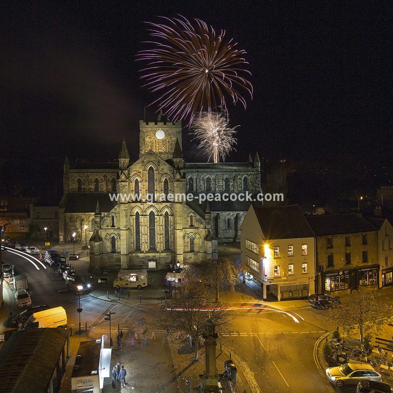 Fireworks above Hexham Abbey, Hexham, Northumberland