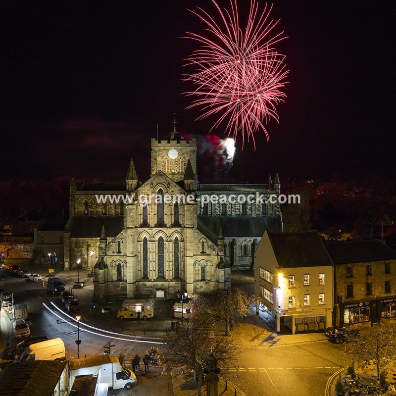 Fireworks above Hexham Abbey, Hexham, Northumberland