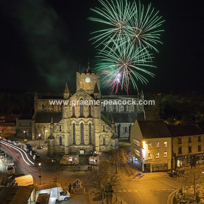 Fireworks above Hexham Abbey, Hexham, Northumberland