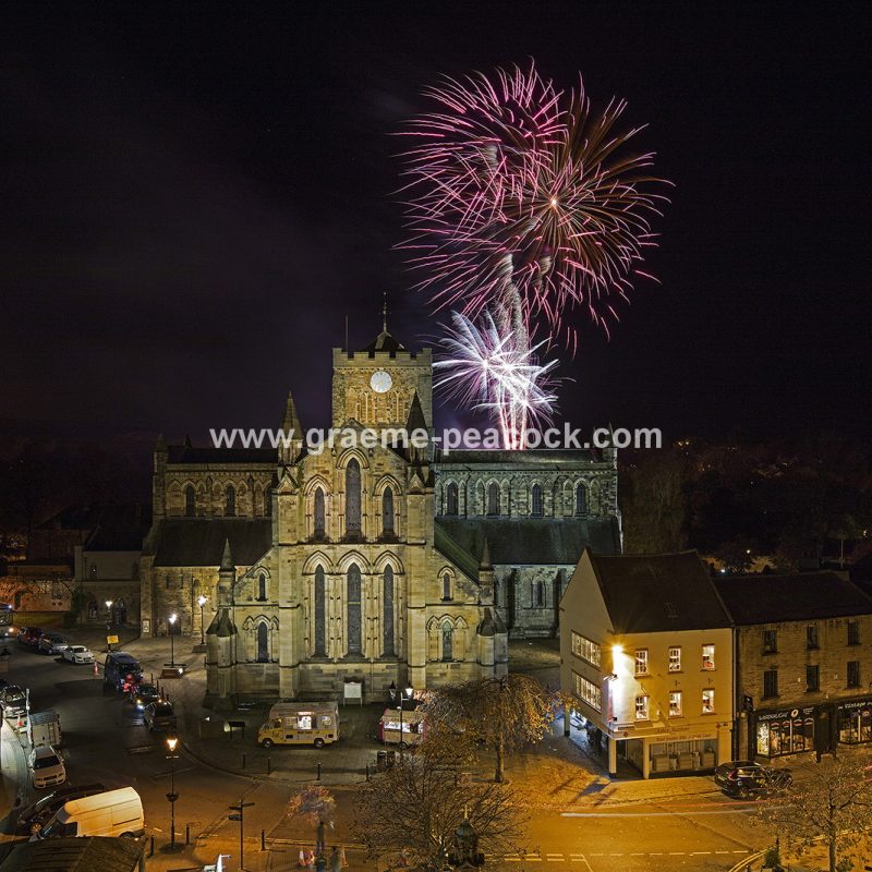 Fireworks above Hexham Abbey, Hexham, Northumberland