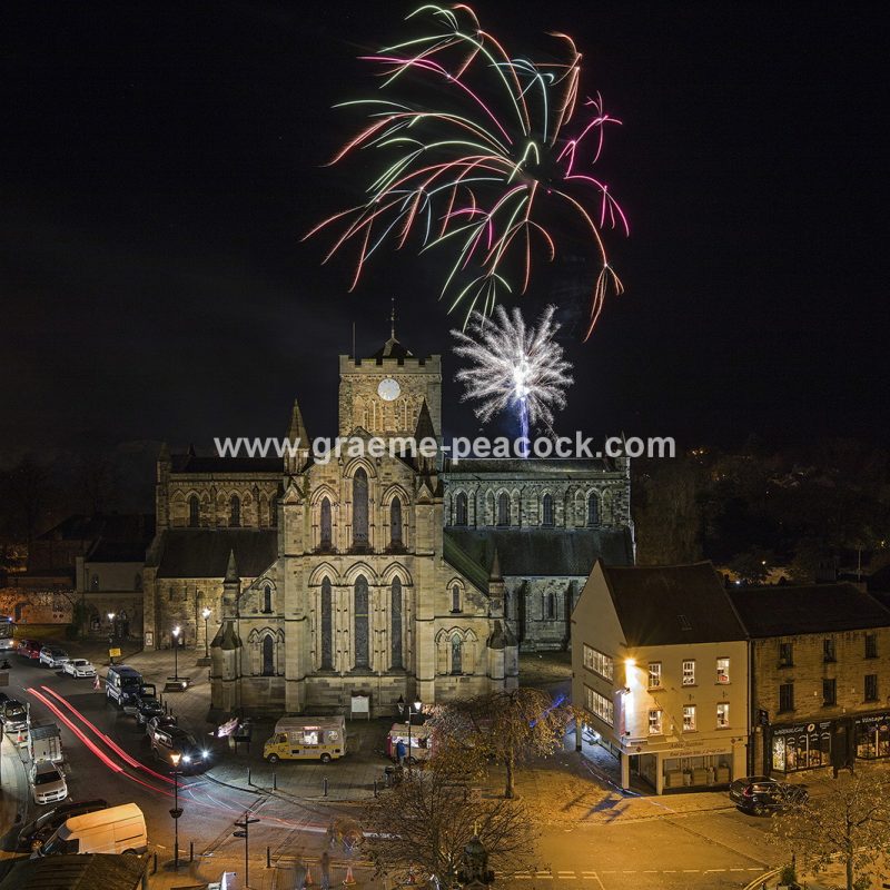 Fireworks above Hexham Abbey, Hexham, Northumberland