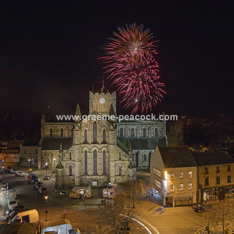 Fireworks above Hexham Abbey, Hexham, Northumberland
