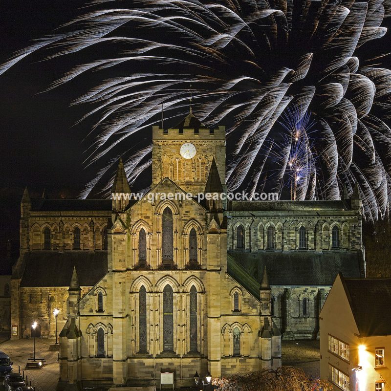 Fireworks above Hexham Abbey, Hexham, Northumberland
