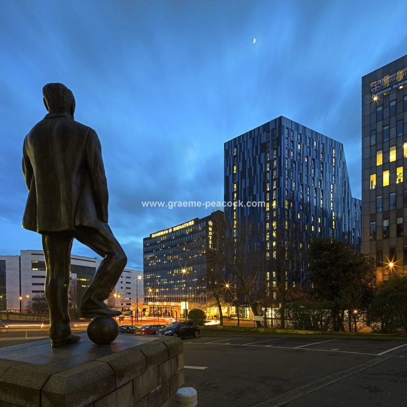 Sir Bobby Robson statue, St James' Park football stadium, Newcastle upon Tyne, Tyne & Wear