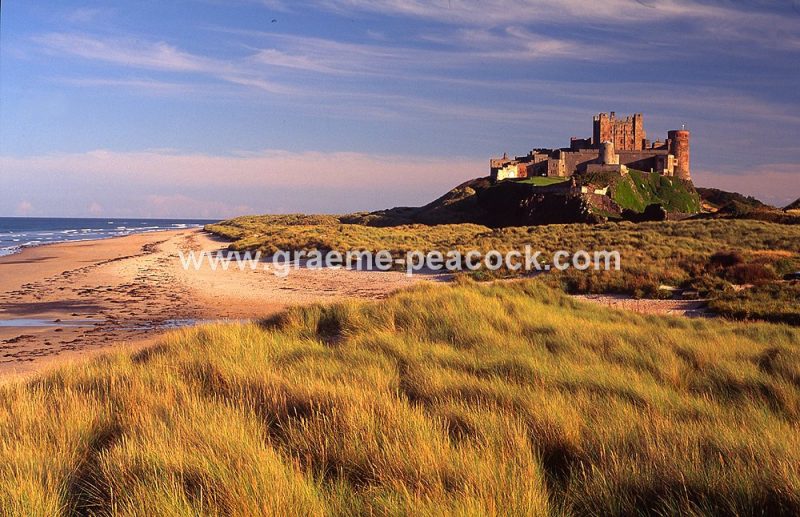 Bamburgh Castle and beach, Bamburgh, Northumberland