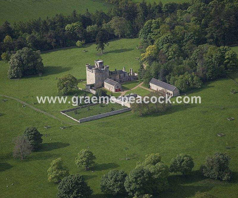 Aerial View of Belsay Castle, Belsay, Northumberland