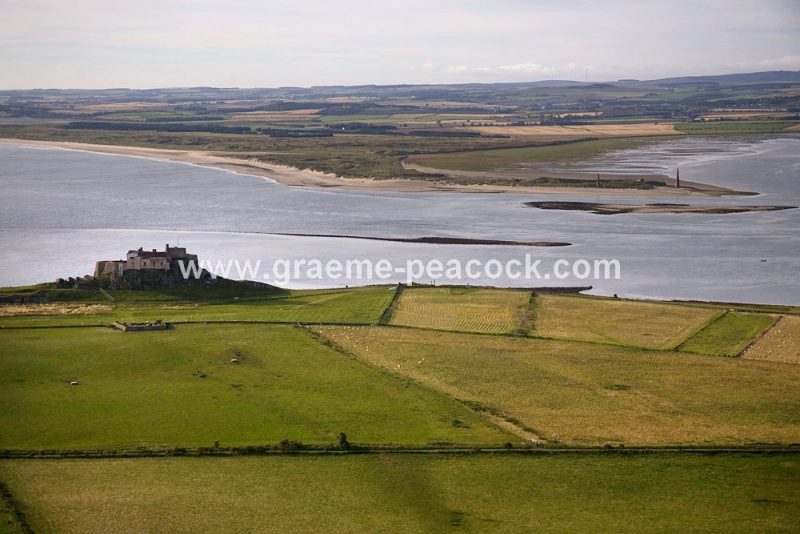 Aerial View of Lindsisfarne Castle & The Northumberland Coast